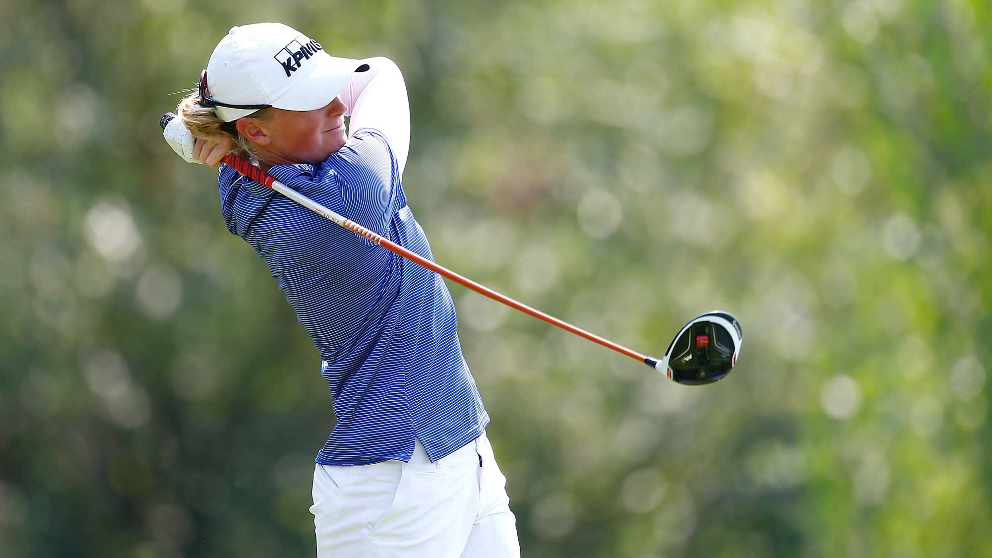 Stacy Lewis tees off on the 6th hole during the final round of the LPGA Cambia Portland Classic