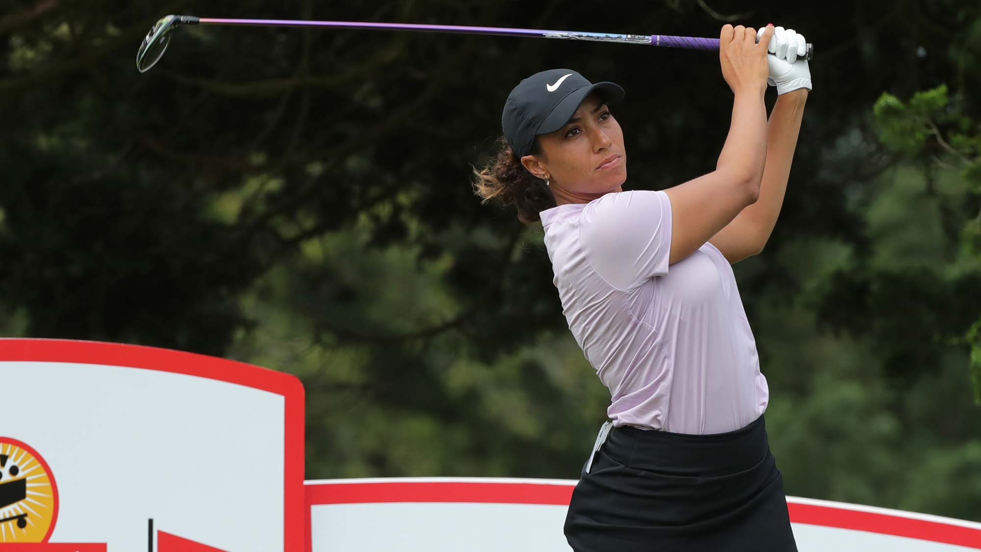Cheyenne Woods hits her tee shot on the eighth hole during the first round of the ShopRite LPGA Classic presented by Acer