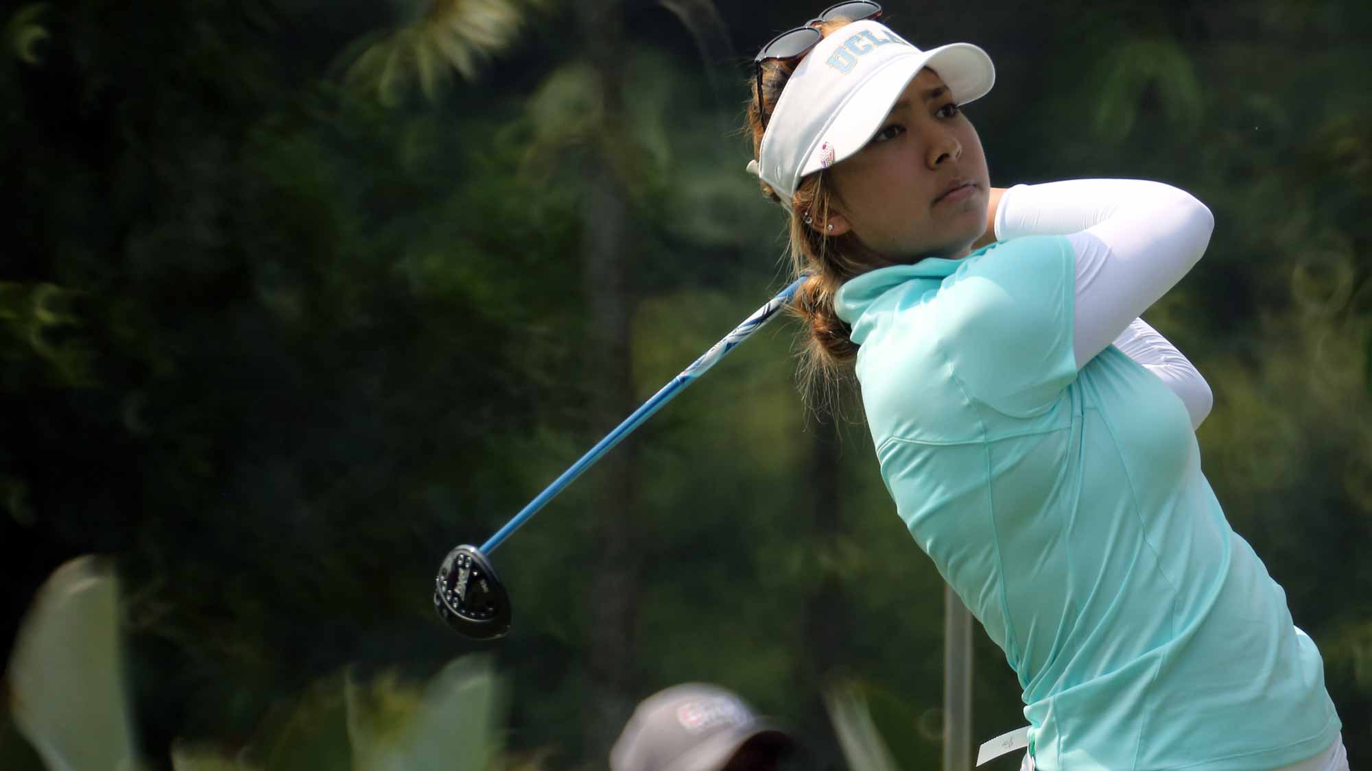 Alison Lee of USA plays her tee shot on the 4th hole during round two of the Sime Darby LPGA Tour at Kuala Lumpur Golf & Country Club