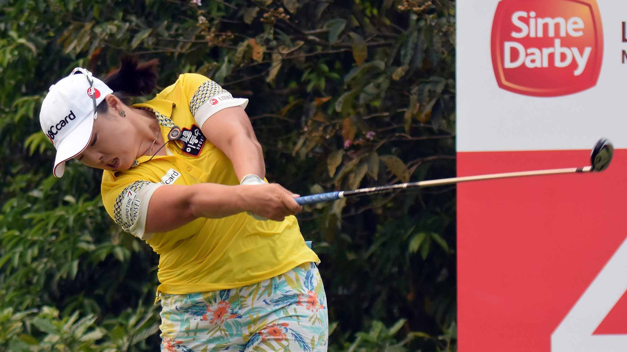 Na Ha Jang of South Korea plays on the 4th hole during the final round of the Sime Darby LPGA Tour at Kuala Lumpur Golf & Country Club