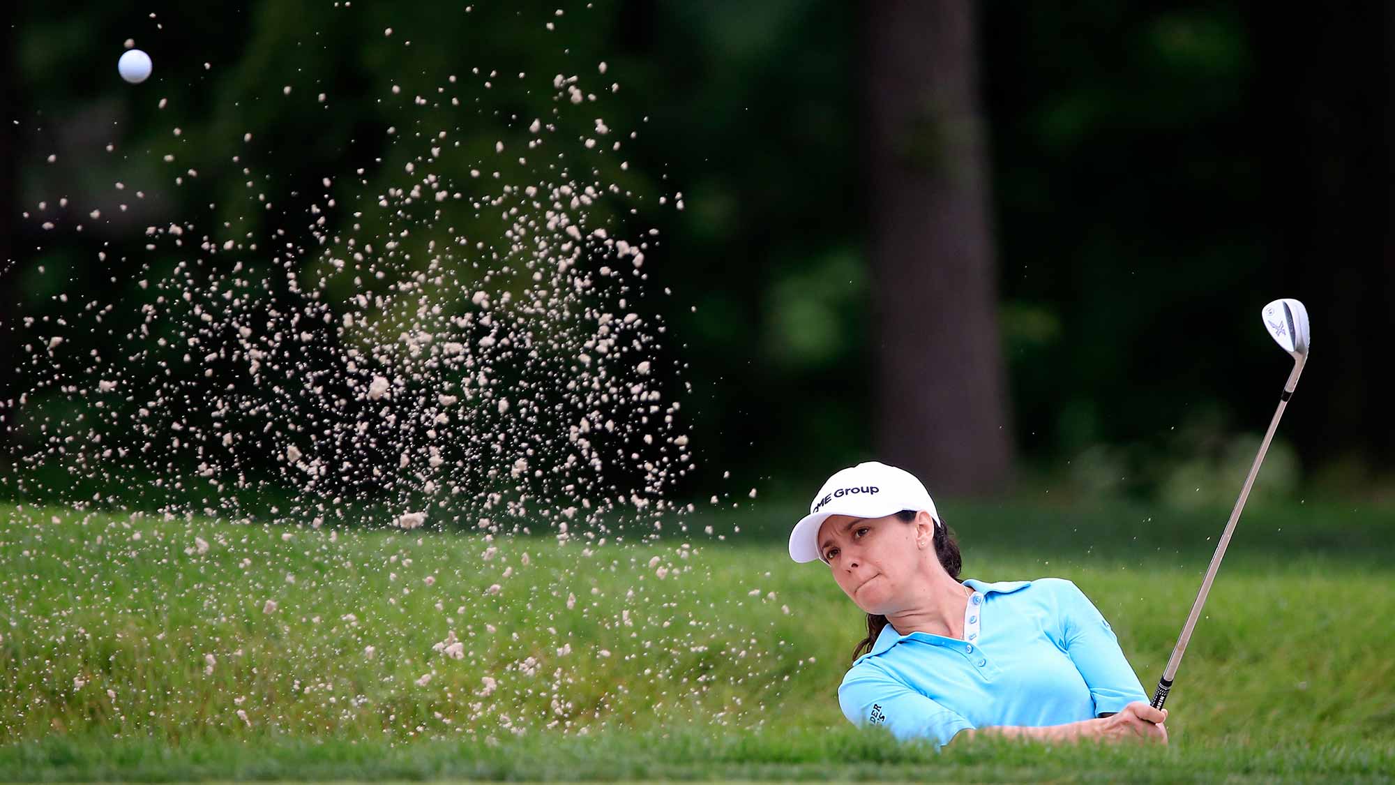 Mo Martin of the United States plays a shot on the third hole during the first round of the U.S. Women's Open at Lancaster Country Club