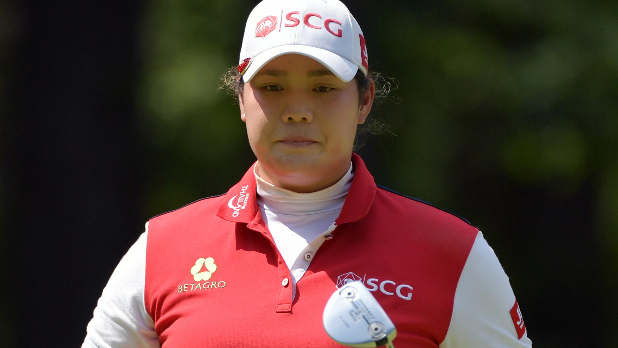 Ariya Jutanugarn of Thailand walks from the first hole after a birdie during the third round of the 2018 U.S. Women's Open