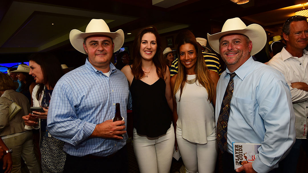 Sandra Gal (left) and Cheyenne Woods at the VOA Texas Shootout ProAm Party
