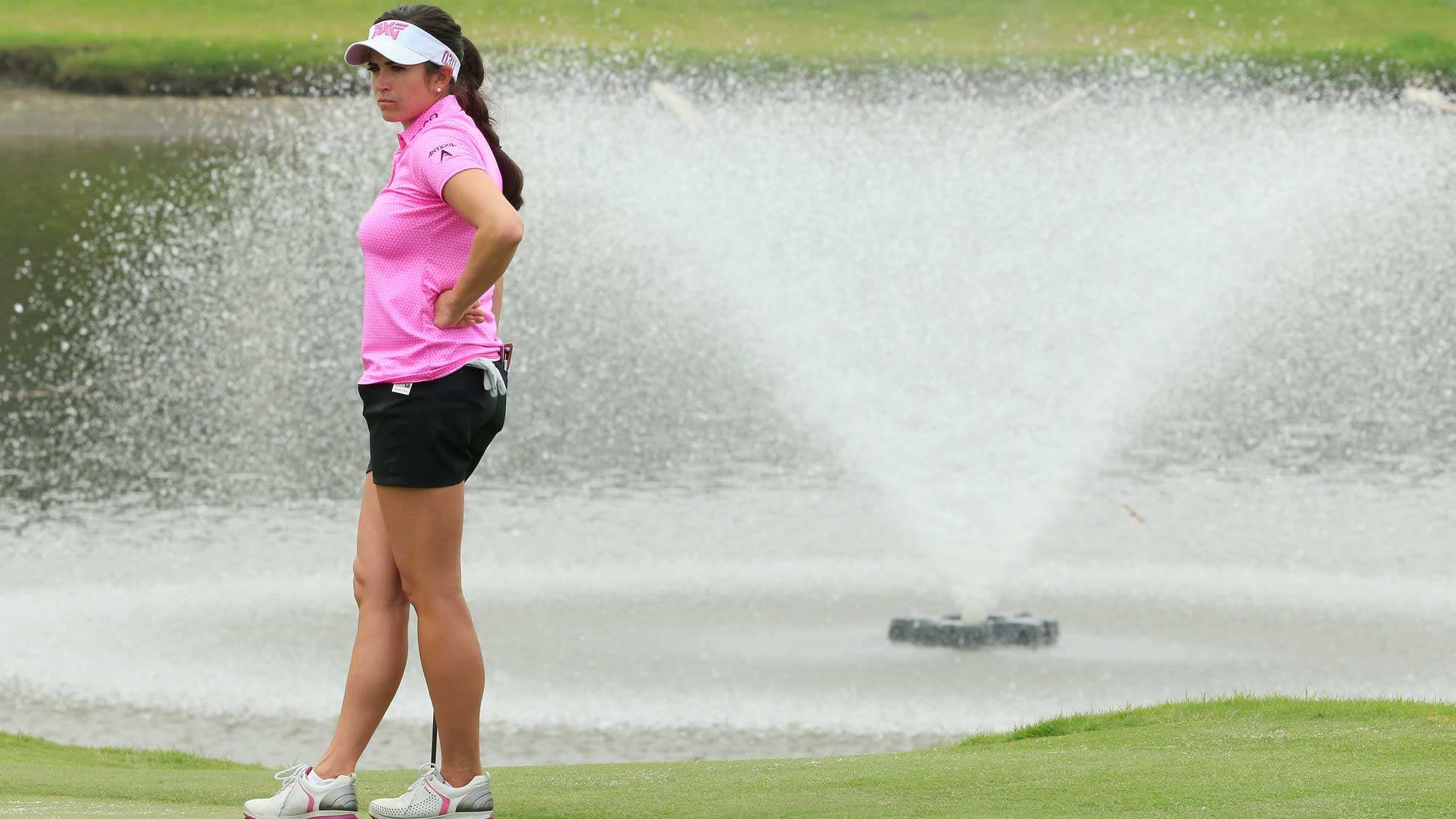 Gerina Piller waits on the 18th green during the second round of the Volunteers of America Texas Shootout