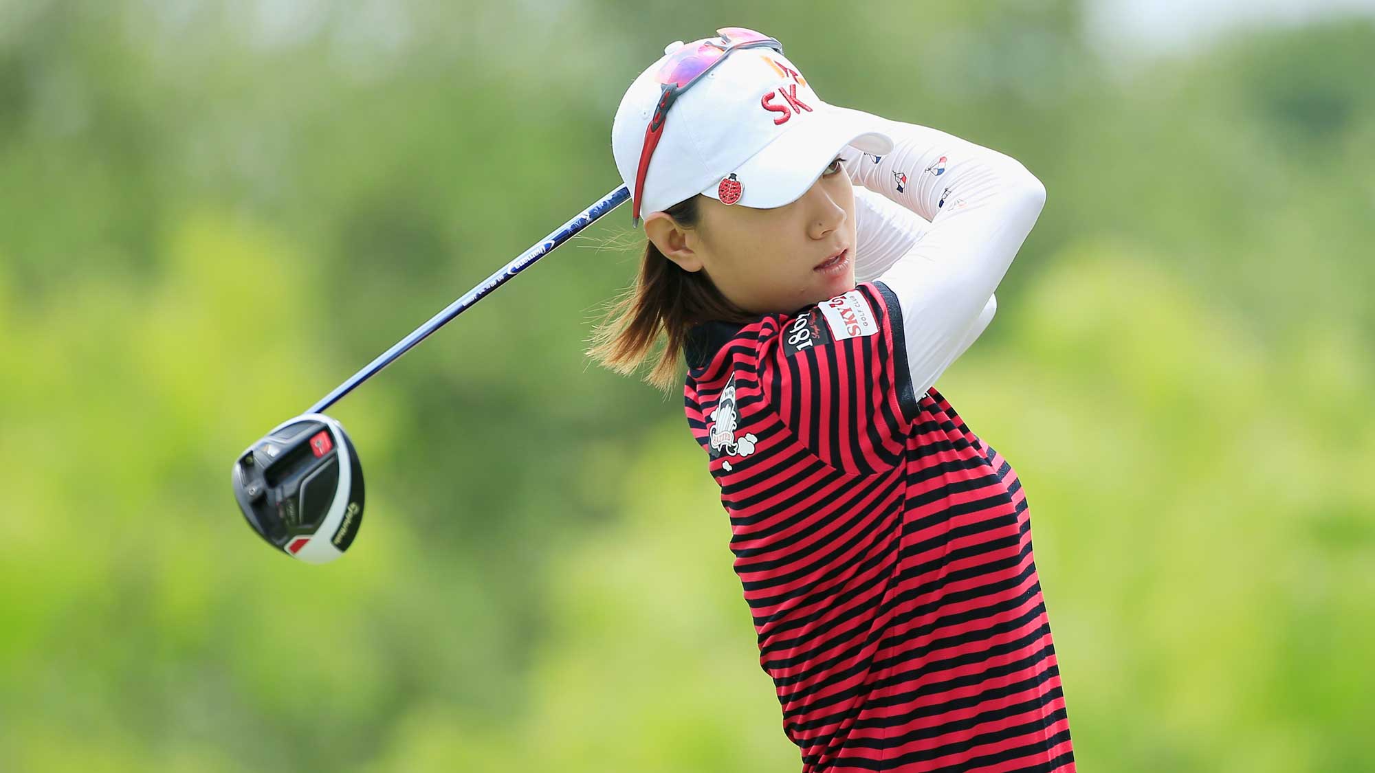 Na Yeon Choi of South Korea hits her tee shot on the eighth hole during the third round of the Volunteers of America Texas Shootout