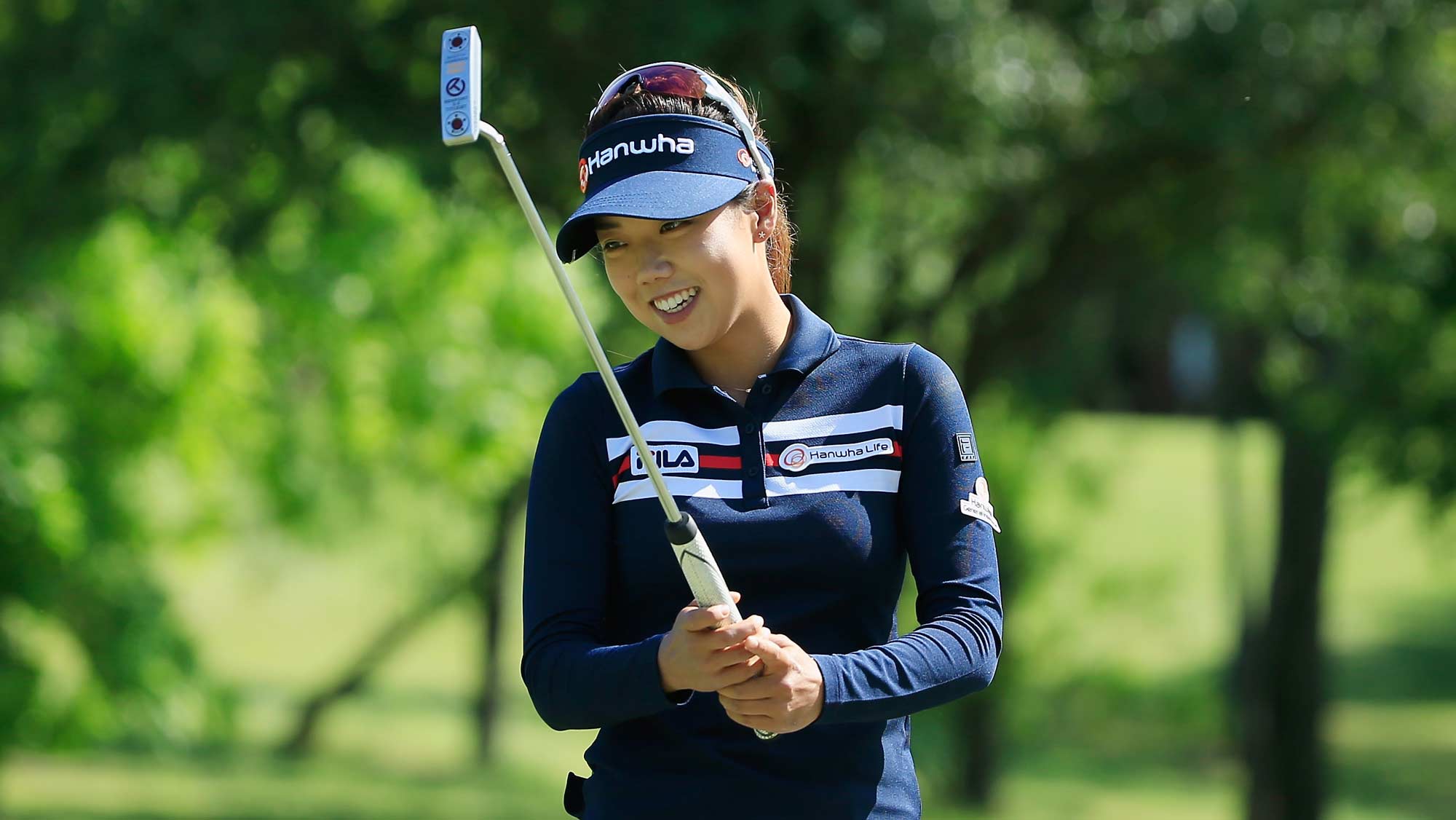 Jenny Shin reacts to a missed putt on the 16th green during the final round of the Volunteers of America Texas Shootout