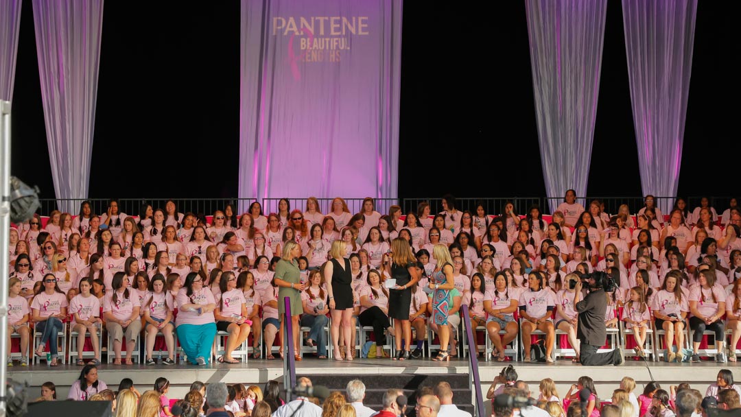 Stage full of hair donors at the 2015 Pantene Beautiful Lengths Event