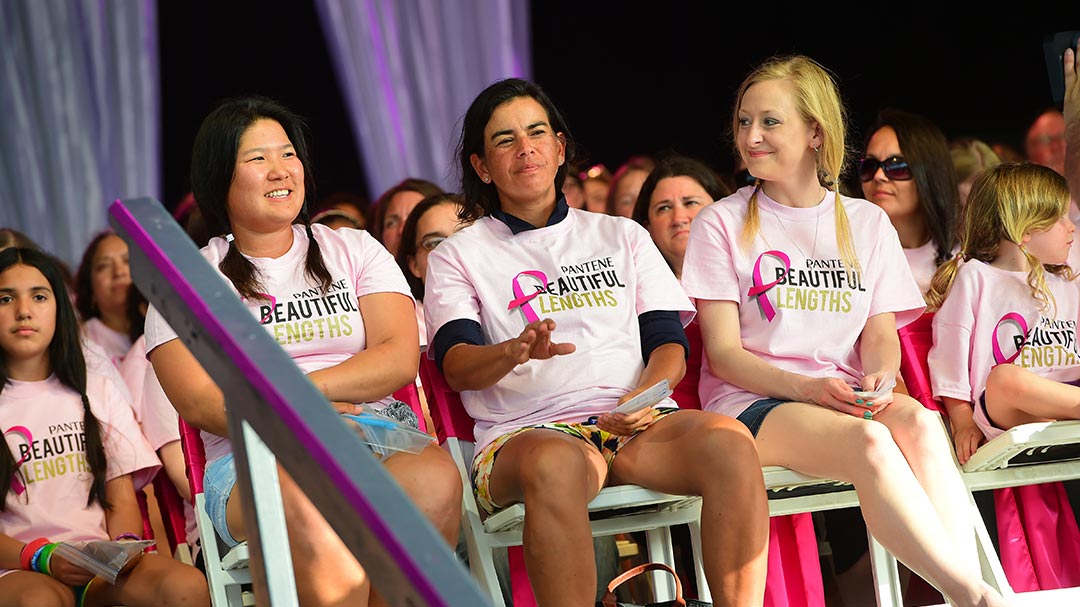 LPGA Players Jane Rah and Candy Hannemann donate hair at the 2015 Pantene Beautiful Lengths Event