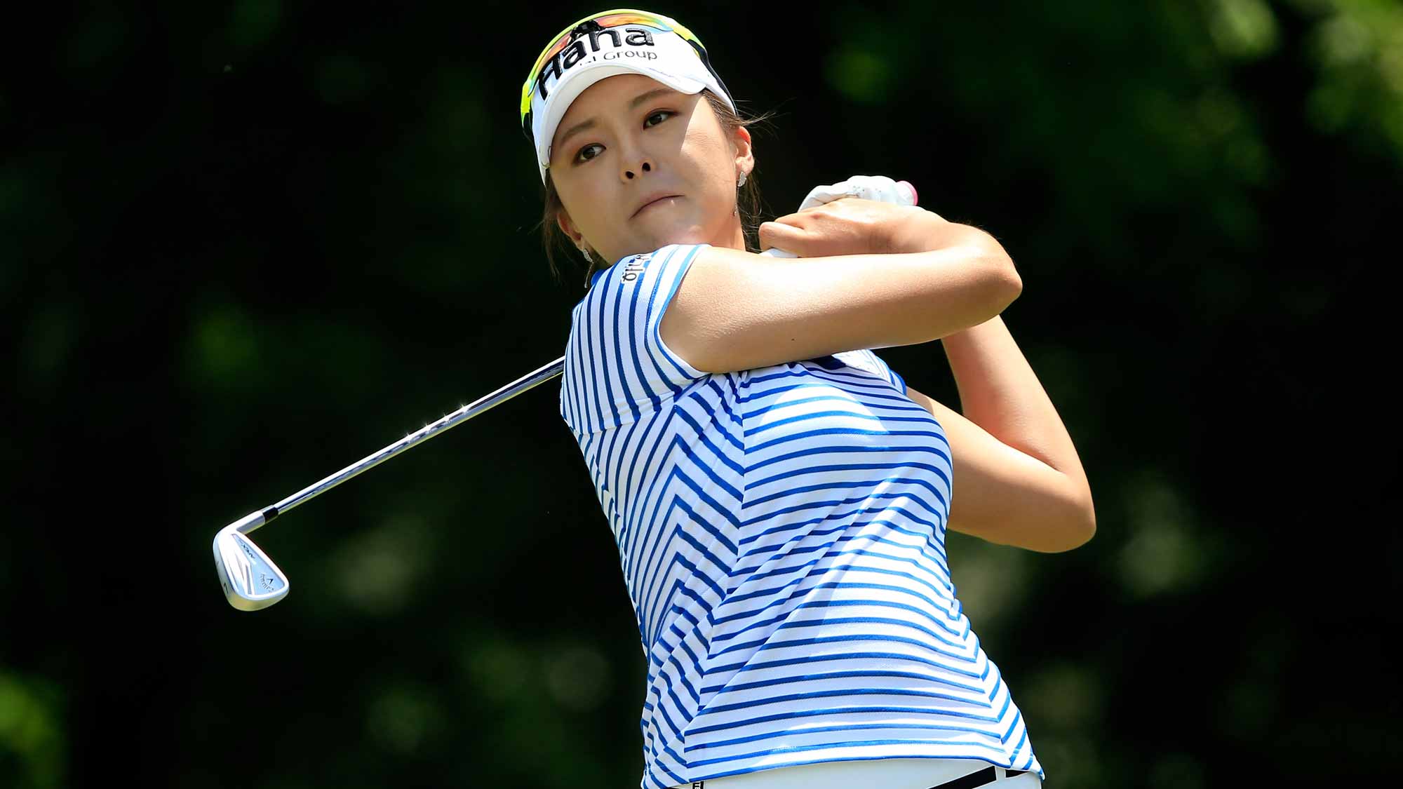 Mi Jung Hur of South Korea plays a shot on the third hole during the second round of the Walmart NW Arkansas Championship Presented by P&G at Pinnacle Country Club