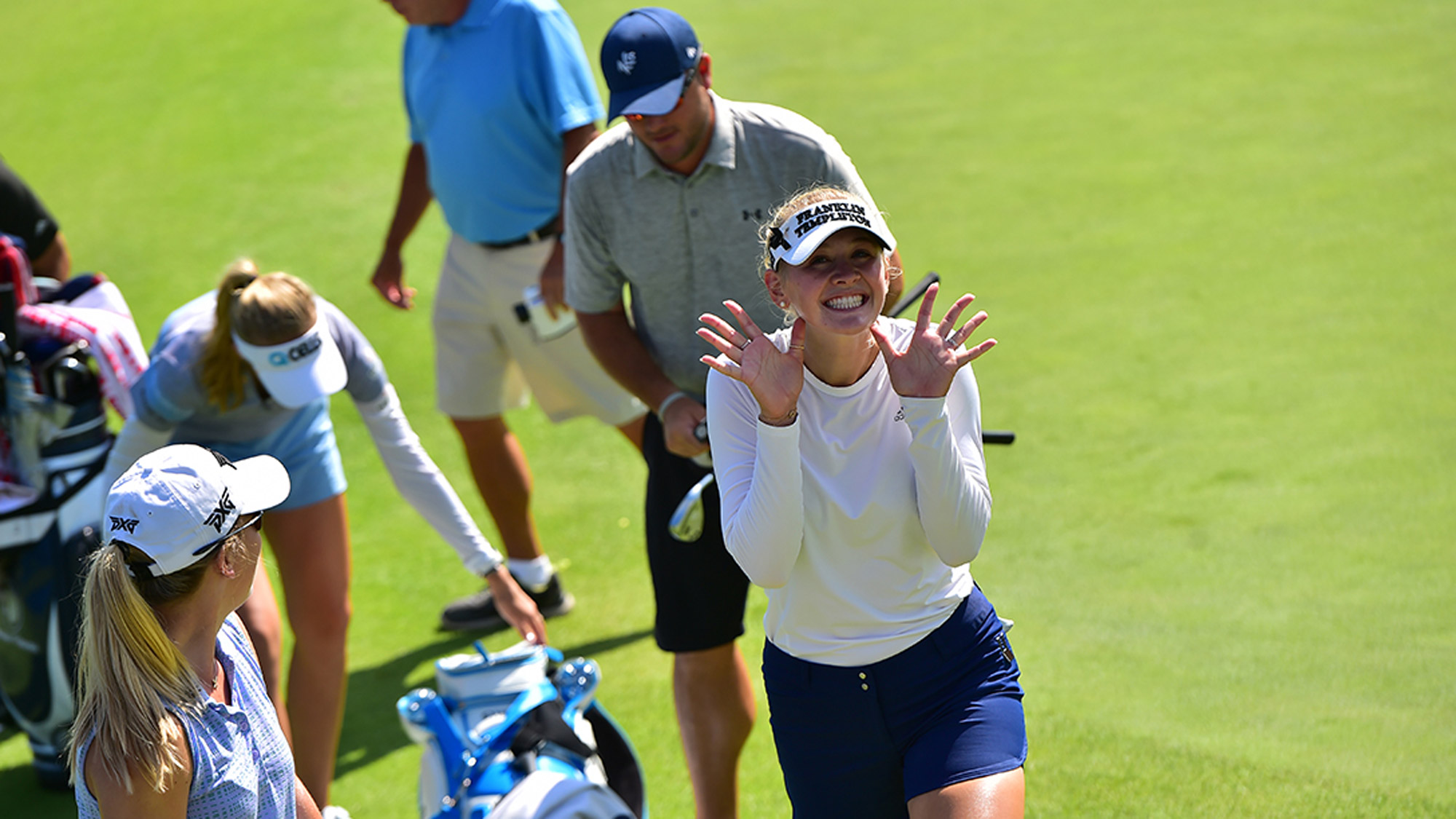 Jessica Korda Makes a Funny Face During a Practice Round
