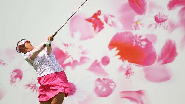 Miki Saiki tee shot final round 2011 Evian Masters.