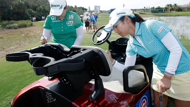 Inbee Park and Ai Miyazato during the second round of the CME Group Titleholders
