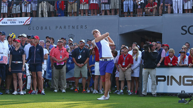 Jodi Ewart Shadoff during Friday Morning Foursome Matches at the Solheim Cup