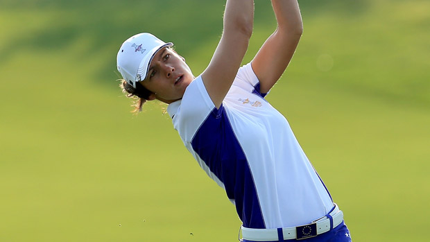 Karine Icher during Friday Morning Foursome Matches at the Solheim Cup