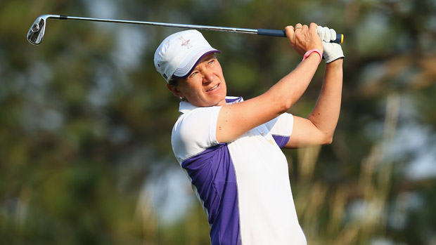 Catriona Matthew during Friday Morning Foursome Matches at the Solheim Cup