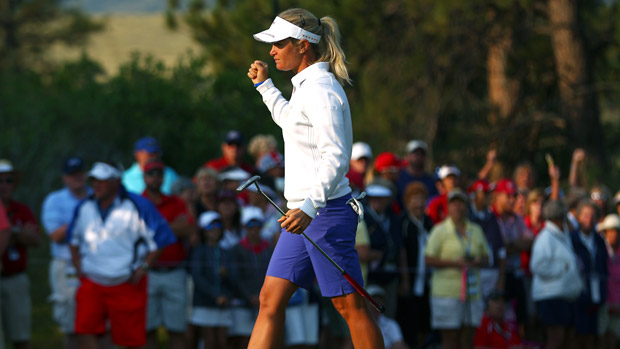 Suzann Pettersen during Friday Morning Foursome Matches at the Solheim Cup