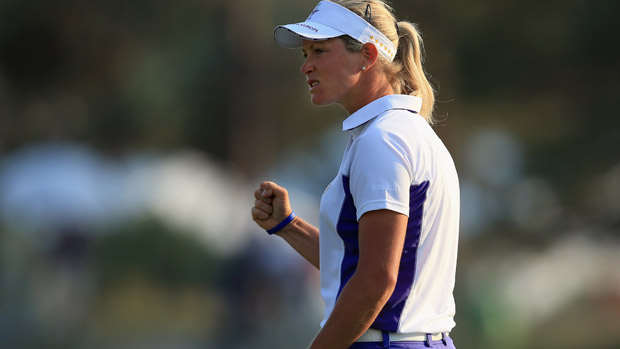 Suzann Pettersen during the afternoon fourball matches for the Solheim Cup