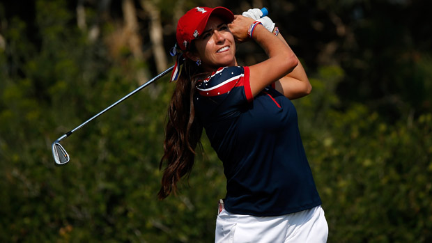 Gerina Piller during the afternoon four-ball matches at the Solheim Cup