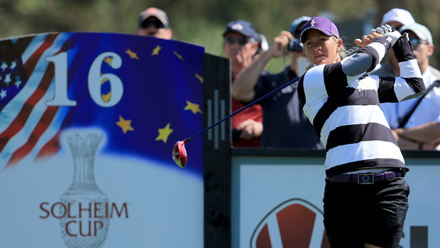 Suzann Pettersen during the third day of practice at the Solheim Cup
