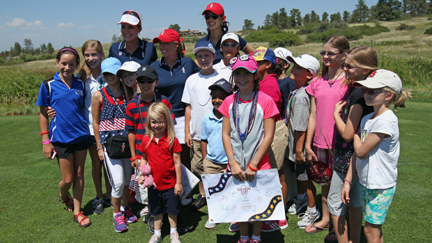 Lexi Thompson, Cristie Kerr and Michelle Wie during the third day of practice at the Solheim Cup