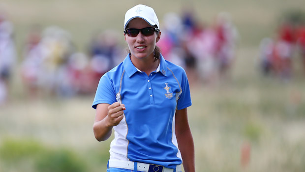 Carlota Ciganda during the final day singles matches at the Solheim Cup
