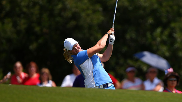 Caroline Hedwall during the final day singles matches at the Solheim Cup