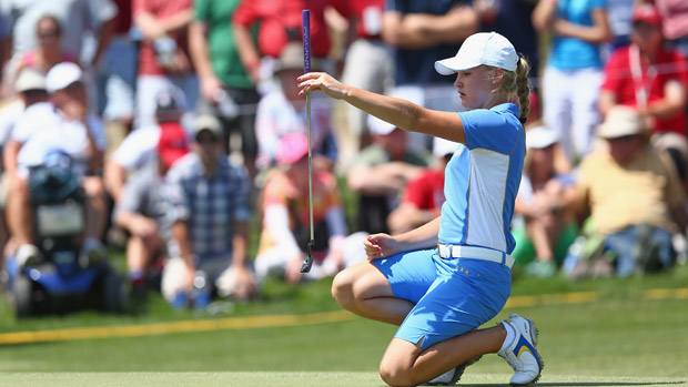 Charley Hull during the final day singles matches at the Solheim Cup