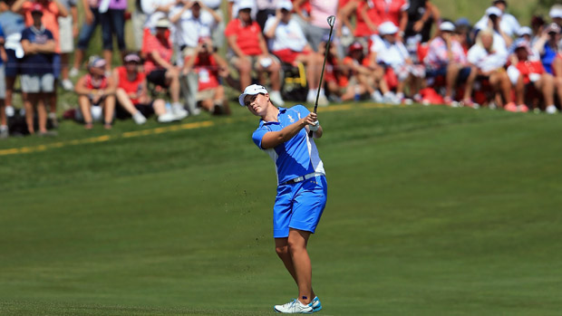 Caroline Masson during the final day singles matches at the Solheim Cup