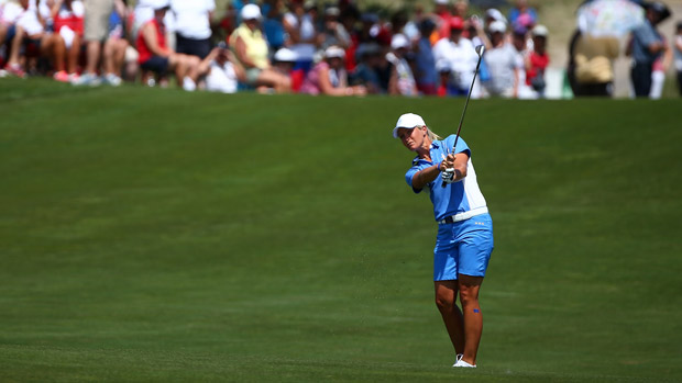 Suzann Pettersen during the final day singles matches at the Solheim Cup
