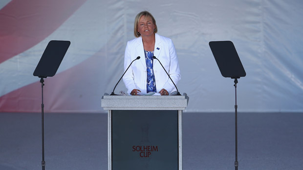 Liselotte Neumann during the Opening Ceremony of the 2013 Solheim Cup