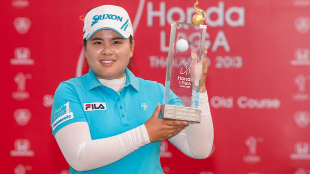Inbee Park Trophy shot after winning the Honda LPGA Thailand