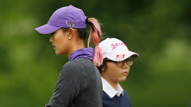 Michelle Wie and Lydia Ko during the second round of the 2013 Wegmans LPGA Championship
