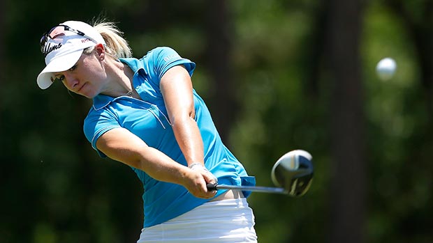 Jodi Ewart Shadoff of England tees off the ninth hole during round one of the Airbus LPGA Classic presented by JTBC