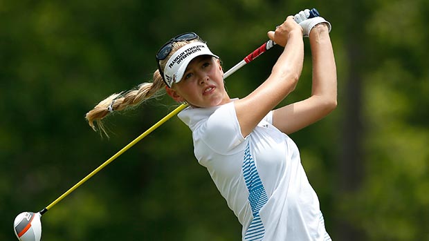 Jessica Korda tees off the fourth hole during the final round of the Airbus LPGA Classic presented by JTBC