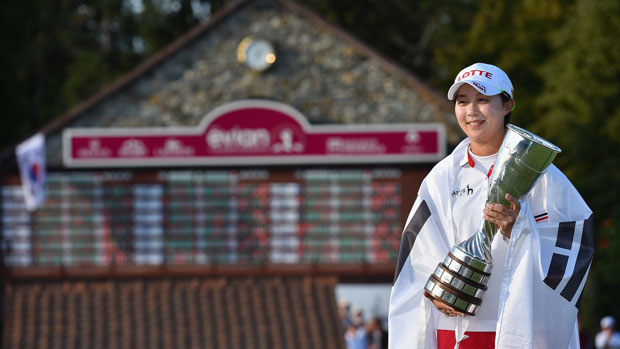 Hyo Joo Kim after winning the 2014 Evian Championship