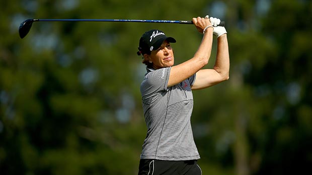 Juli Inkster of the United States hits a tee shot on the fourth hole during the first round of the 69th U.S. Women's Open