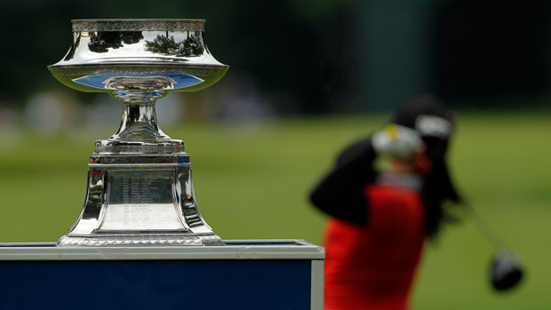 The LPGA Championship Trophy during the third round of the 2014 Wegmans LPGA Championship