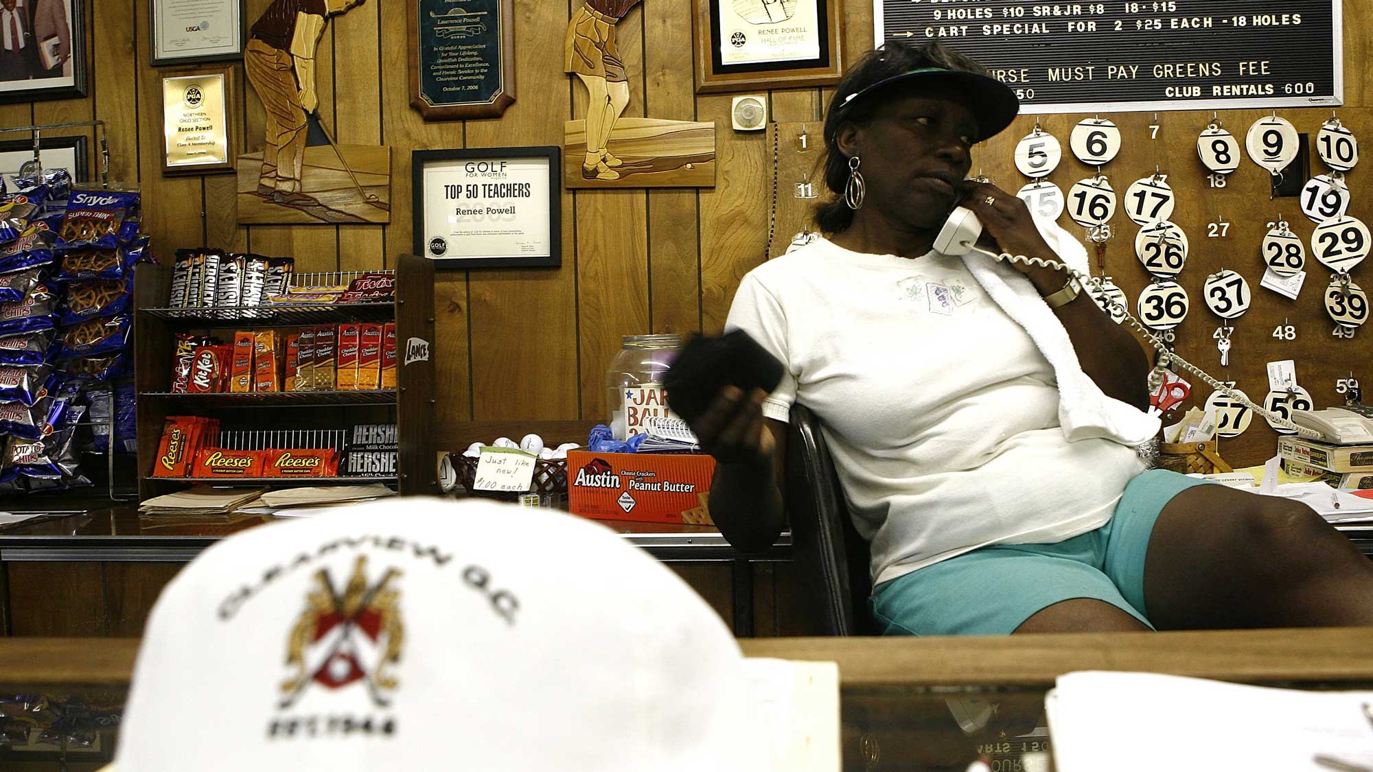 Renee Powell speaks with a customer on the phone at Clearview Golf Club on June 25, 2009 in East Canton, Ohio.