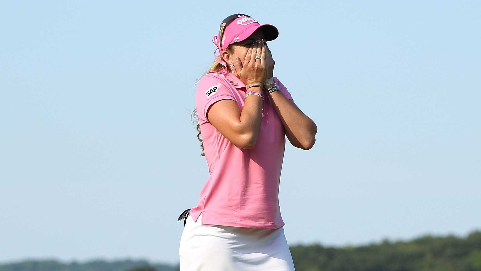 Paula Creamer celebrates her four-stroke victory at the 2010 U.S. Women's Open at Oakmont Country Club on July 11, 2010 in Oakmont, Pennsylvania.