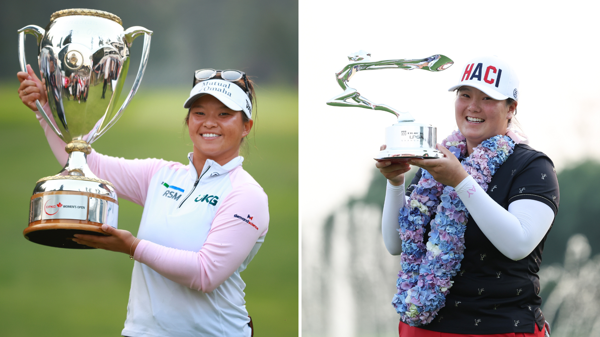 Megan Khang and Angel Yin with trophies