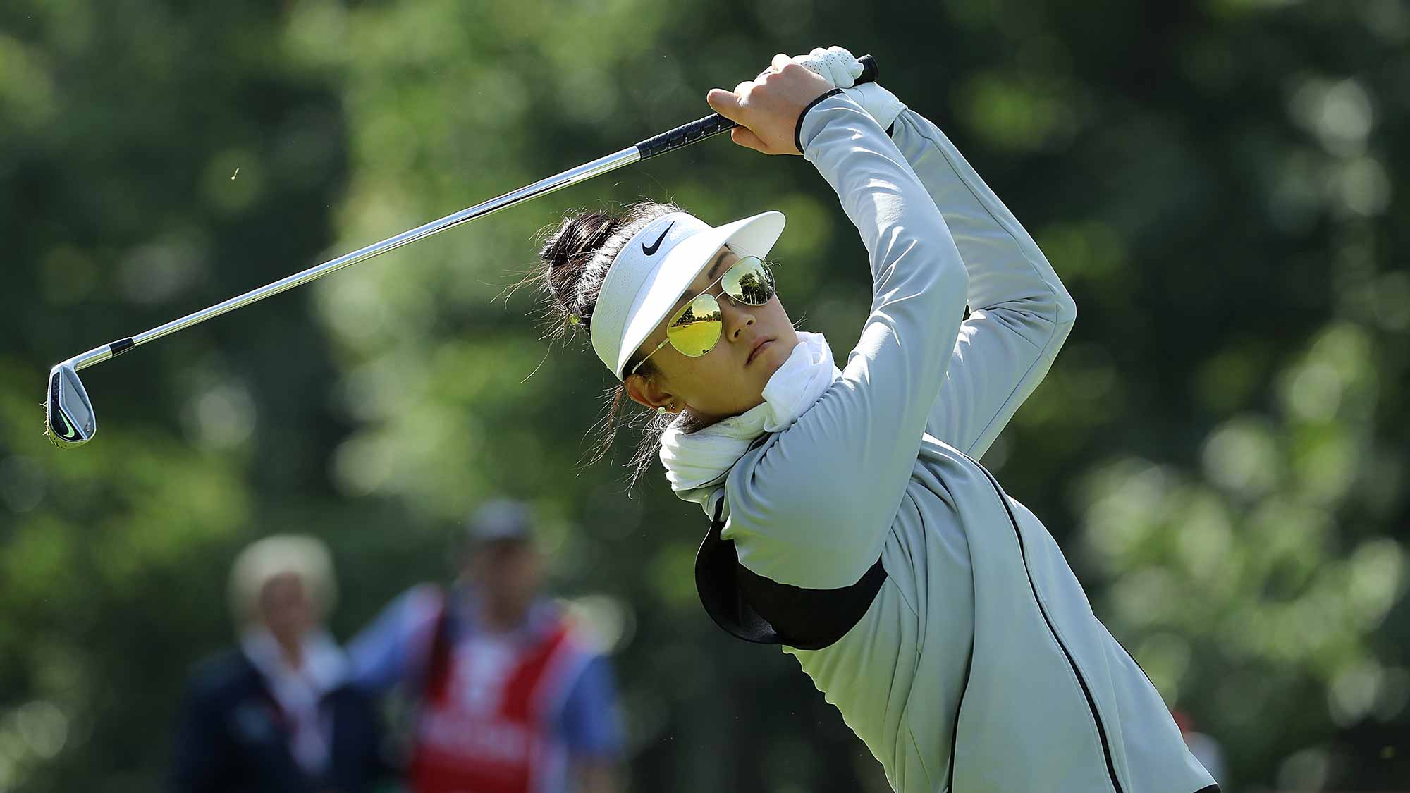 Michelle Wie of the United States hits an approach shot during a Pro-Am round ahead of the Ricoh Women's British Open