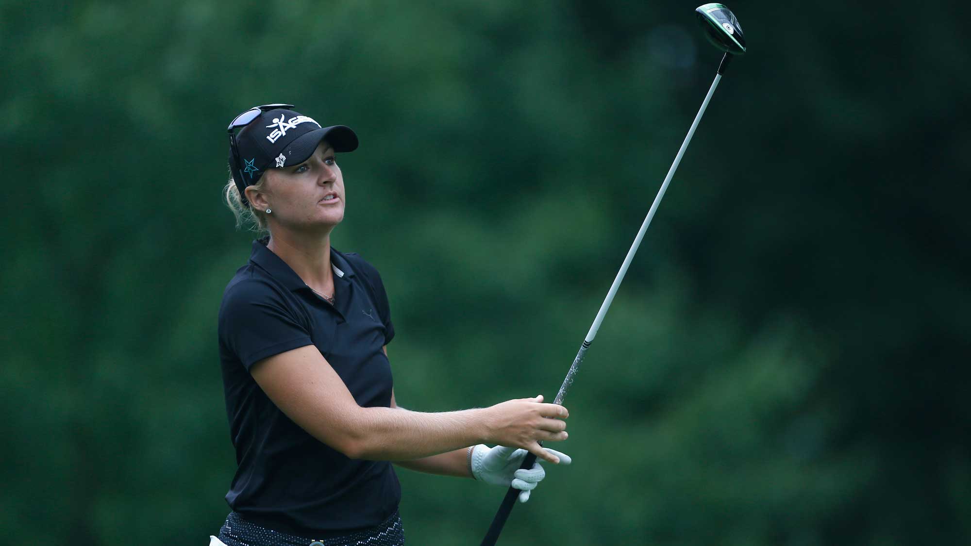 Anna Nordqvist of Sweden hits her tee shot on the eighth hole during the second round of the U.S. Women's Open Championship