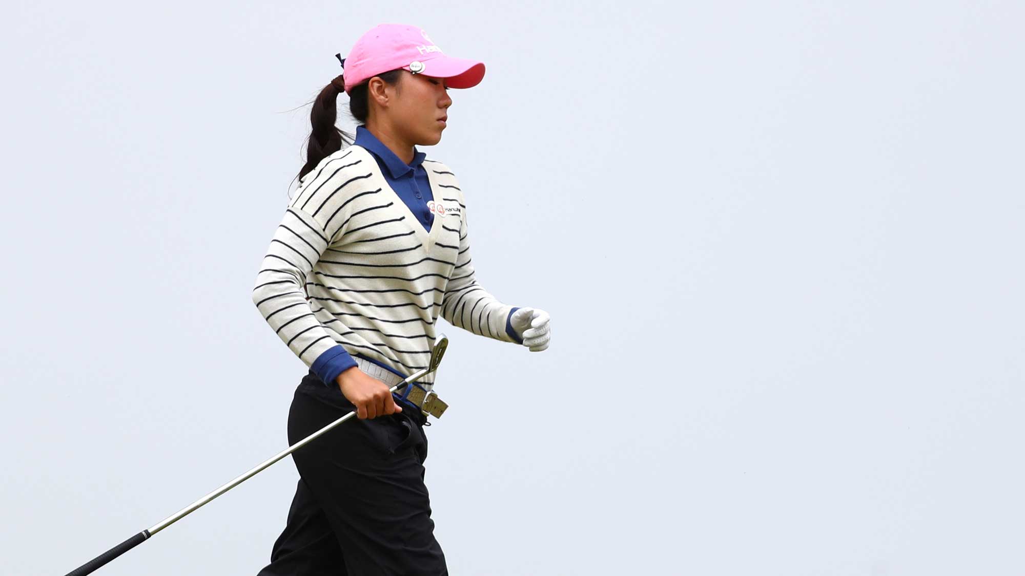 In-Kyung Kim of Korea runs up the 4th hole during the second round of the Ricoh Women's British Open at Kingsbarns Golf Links