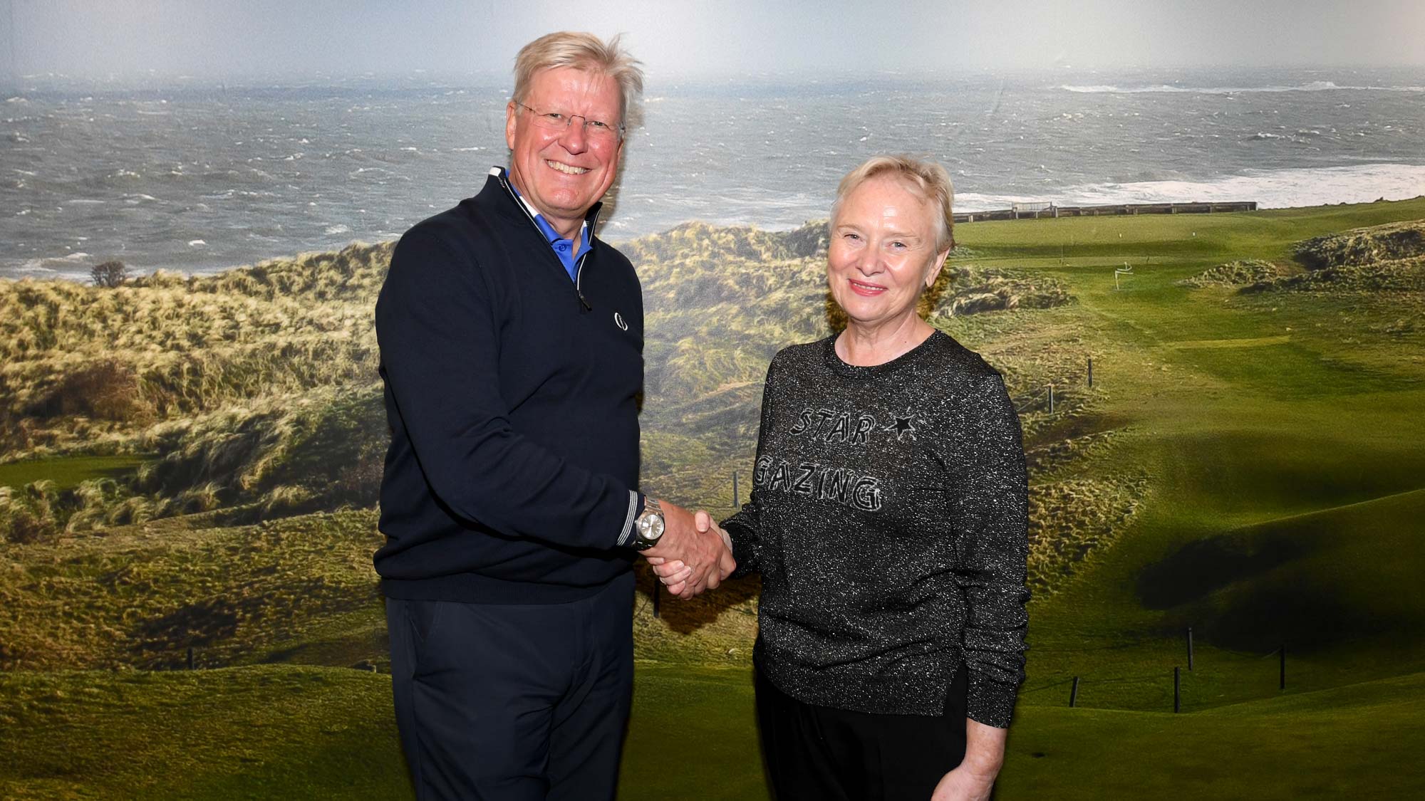 Martin Slumbers, Chief Executive of The R&A and Ann Cairns, Executive Vice-Chairman of Mastercard announce partnership of the AIG Women's British Open.