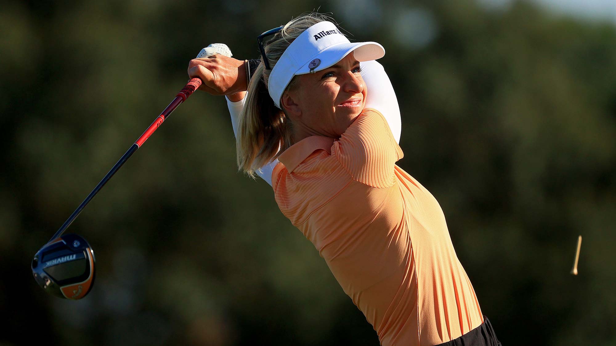 Sophia Popov of Germany hits her tee shot on the 14th hole during the first round of the Pelican Women's Championship