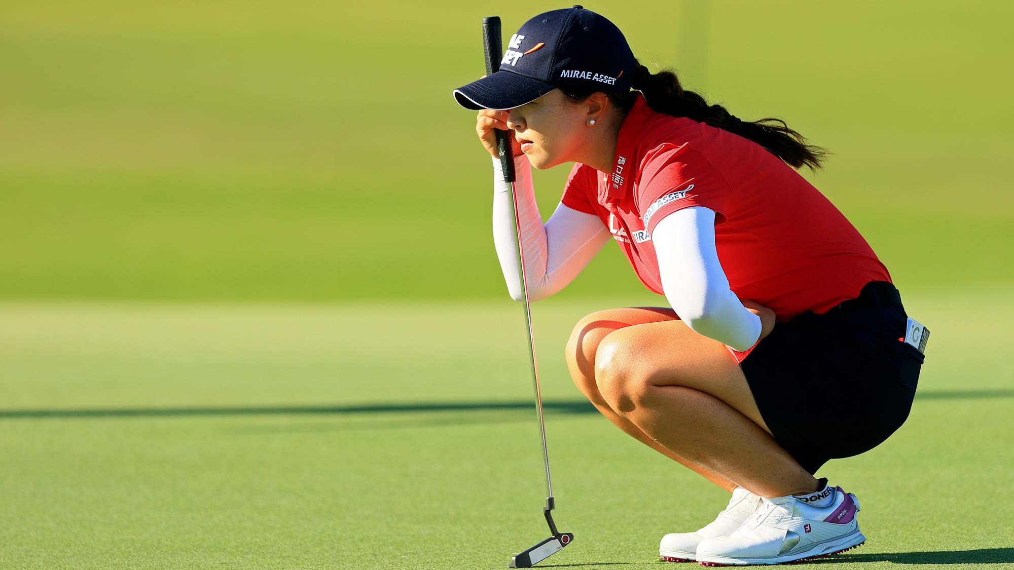 Sei Young Kim of Korea lines up a putt on the 15th hole during the second round of the Pelican Women's Championship