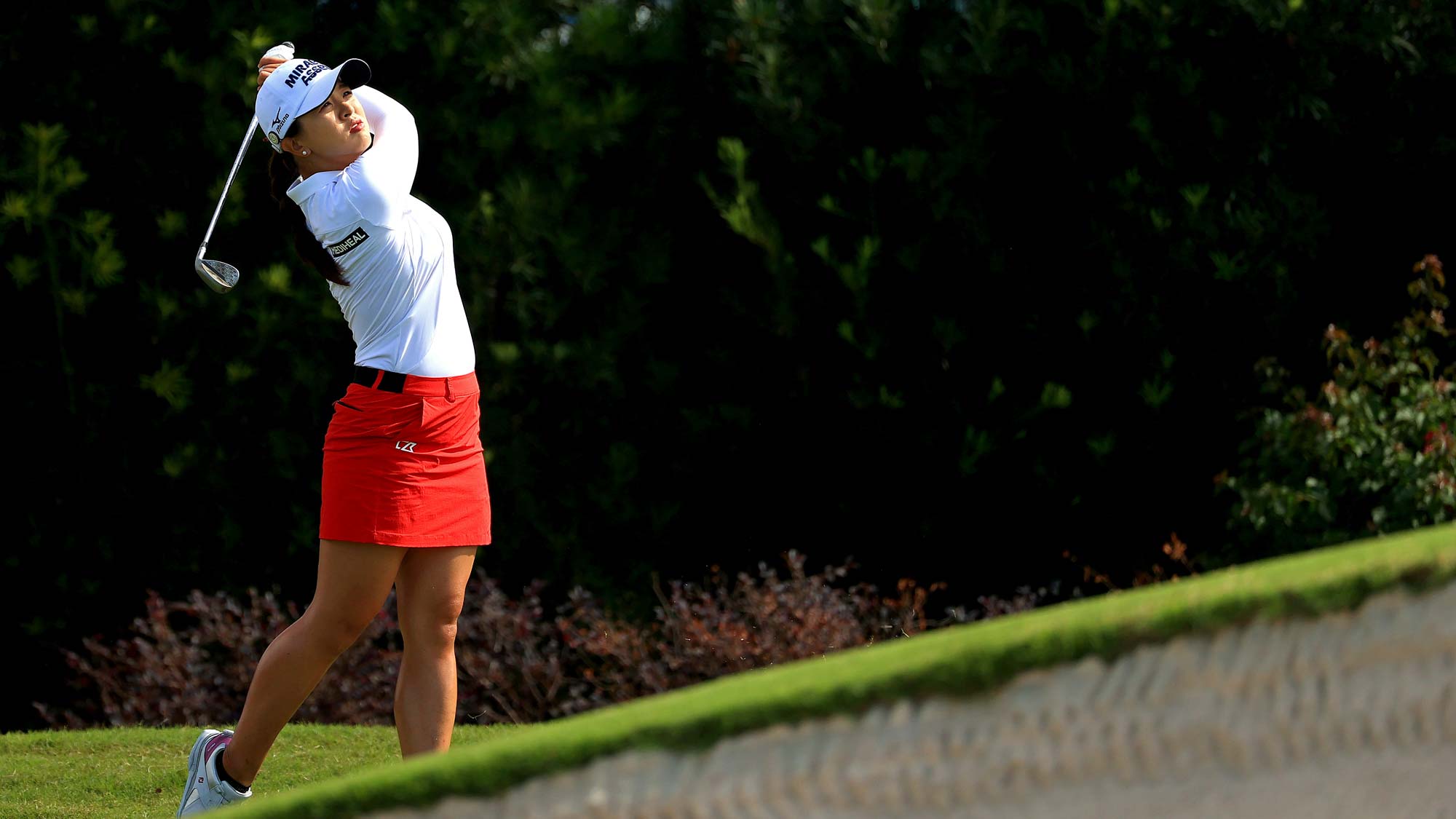 Sei Young Kim of Korea hits her approach shot on the second hole during the final round of the Pelican Women's Championship