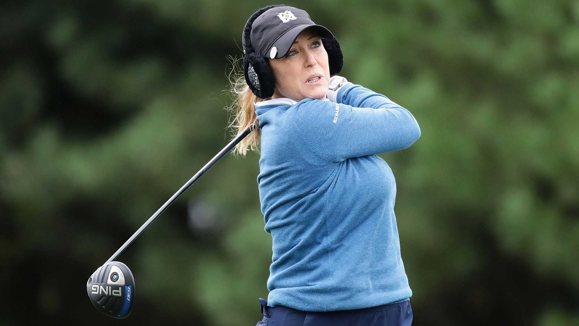Cristie Kerr of United States plays a tee shot on the 2nd hole during the first round of the LPGA KEB Hana Bank Championship