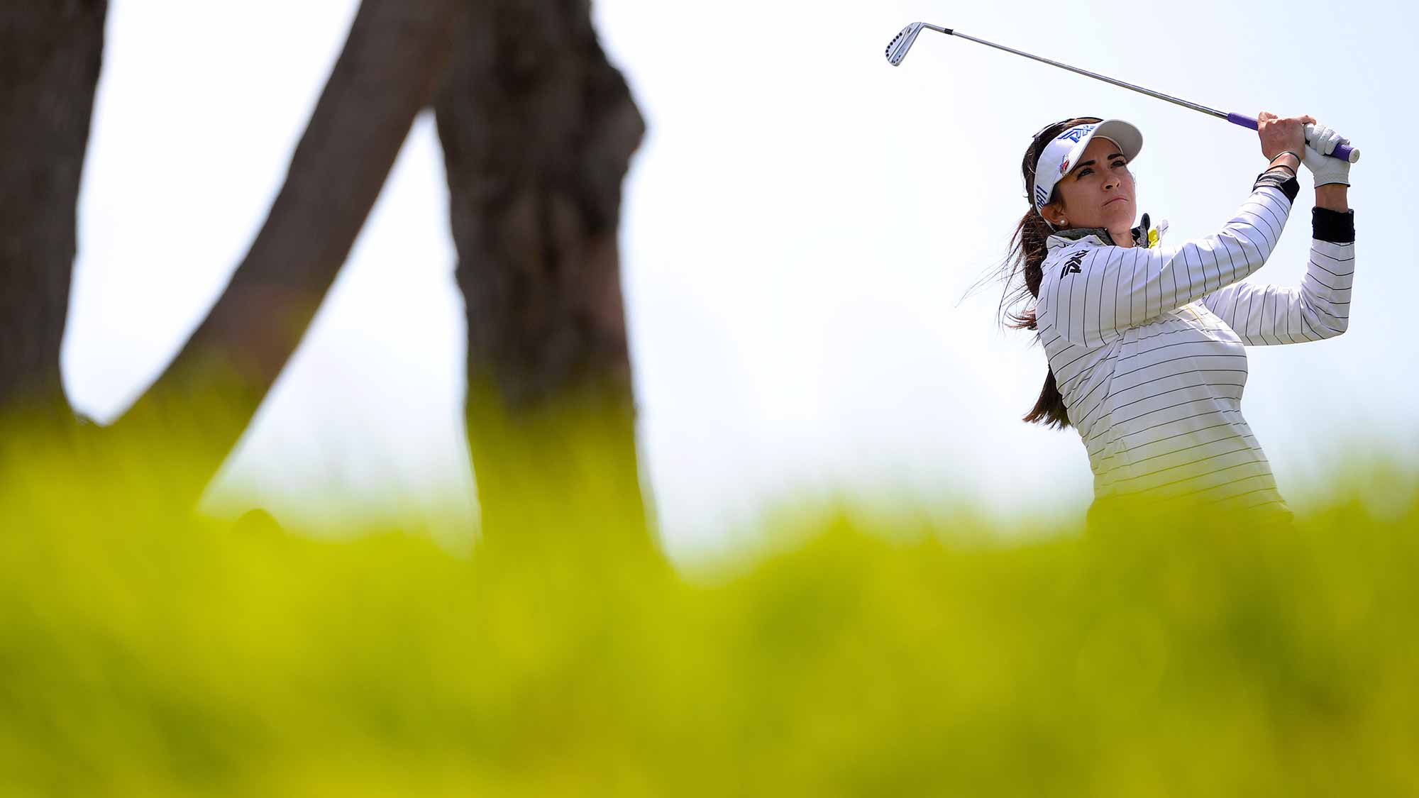 Gerina Piller makes a tee shot on the third hole during the final round of the Swinging Skirts LPGA Classic presented by CTBC at the Lake Merced Golf Club 