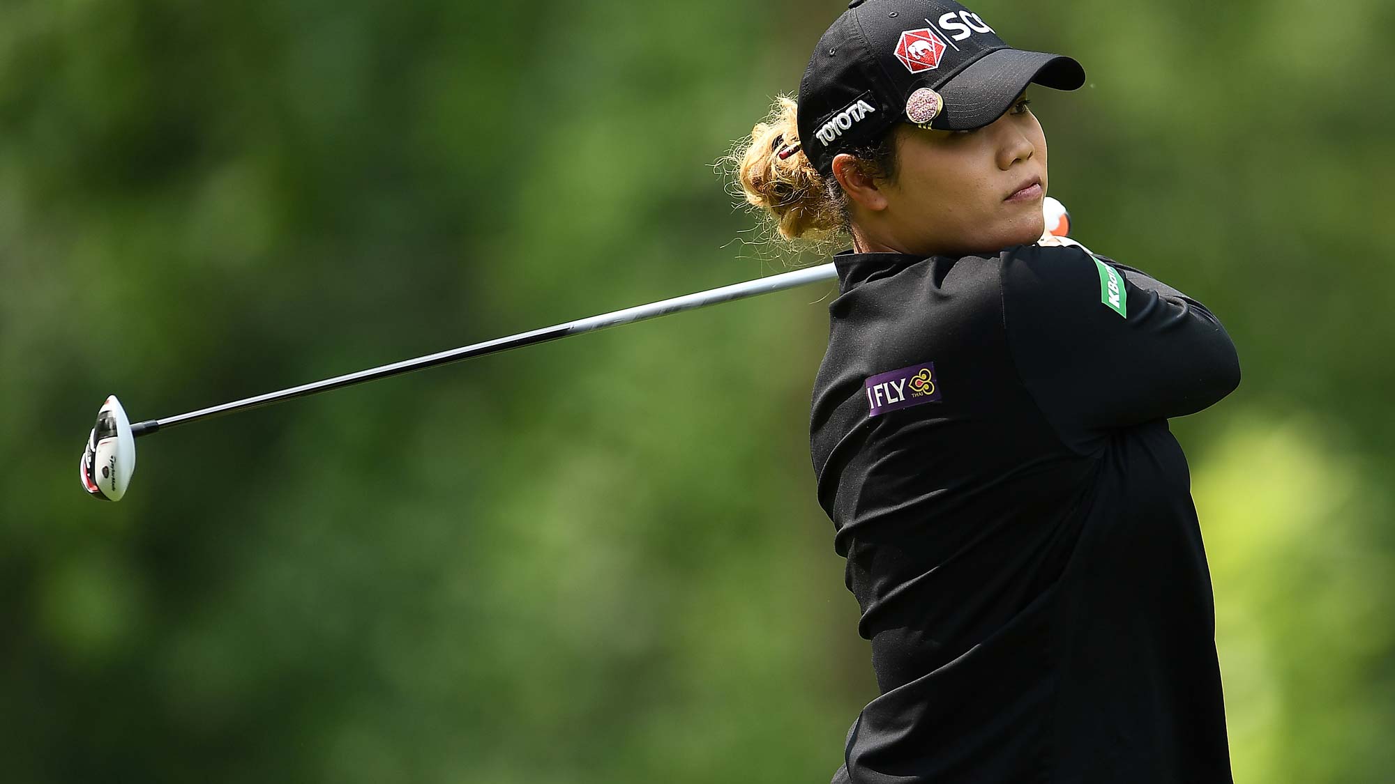 Ariya Jutanugarn of Thailand hits her tee shot on the third hole during the final round of the Thornberry Creek LPGA Classic